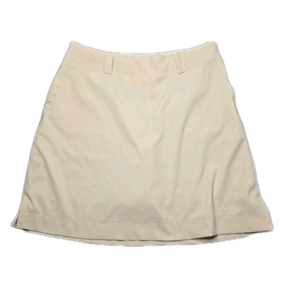 Nike Golf Skort Wmns Size M Beige Side Zip Tee Holder 4 Pockets Stretch